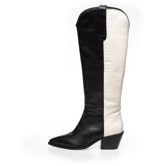 COPENHAGEN SHOES DIVIDED MULTI Long boot 0094 BLACK/OFF WHITE