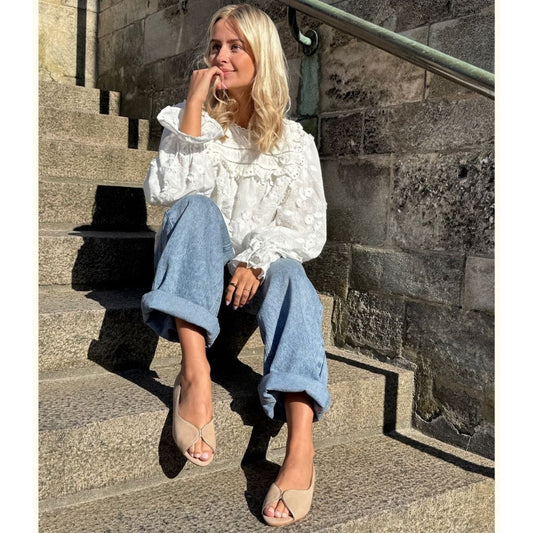 COPENHAGEN SHOES LIKE A MELODY-SUEDE Ballerinas 0004 BEIGE/GOLD