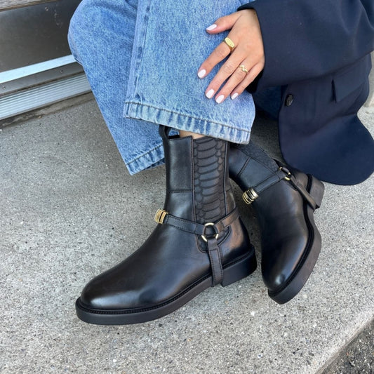 COPENHAGEN SHOES MOMENTS OF LIFE 2 (GOLD TRIM) Laarzen 0001 BLACK