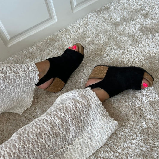 COPENHAGEN SHOES NEW COACHELLA SUEDE Sandalen met sleehak 001 Black