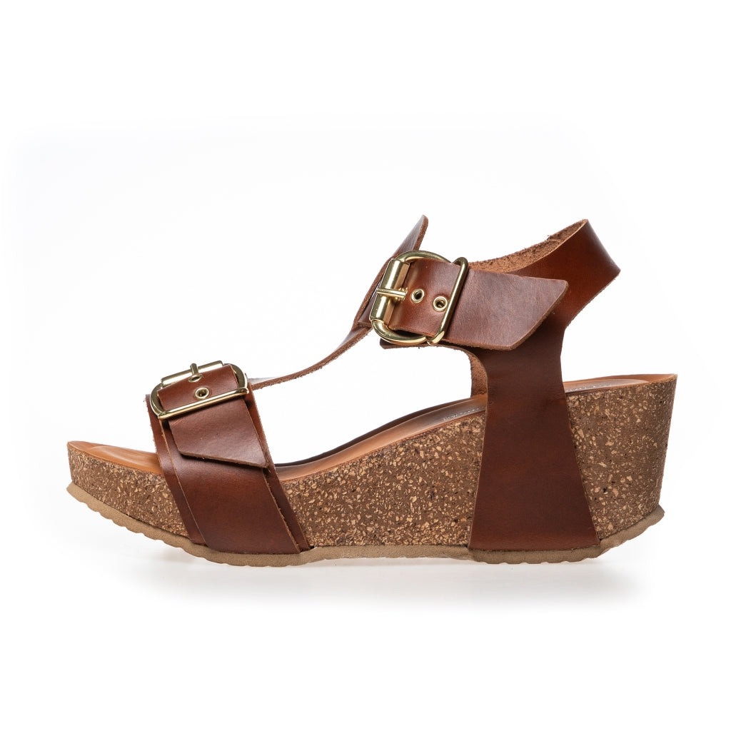 COPENHAGEN SHOES DANCE AND SMILE Sandalen met sleehak 0241 COGNAC