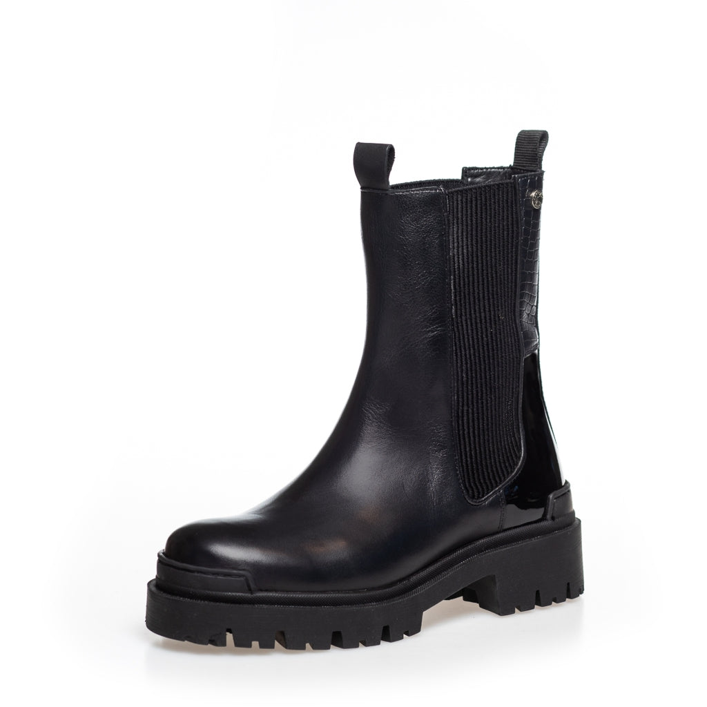 COPENHAGEN SHOES DAY DREAMING Laarzen 1207 BLACK W/PATENT HEEL