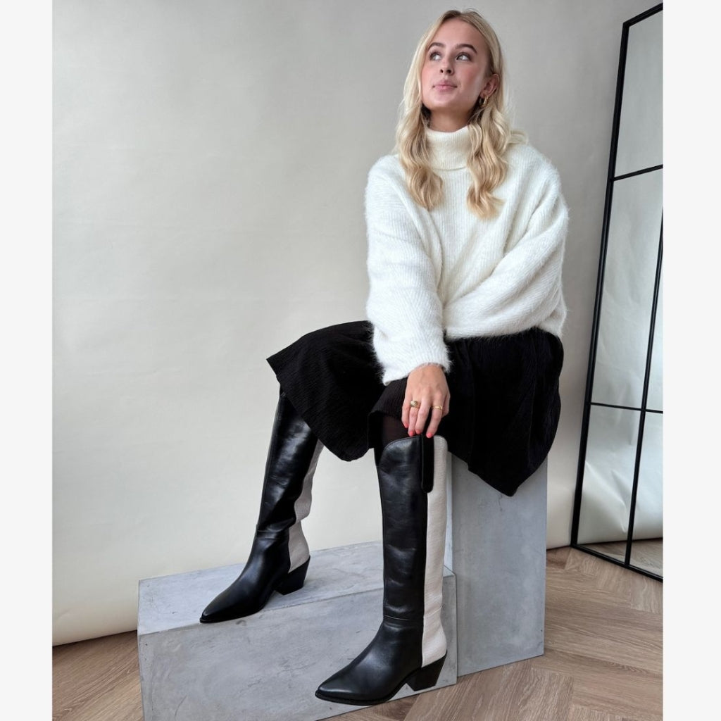 COPENHAGEN SHOES DIVIDED MULTI Long boot 0094 BLACK/OFF WHITE