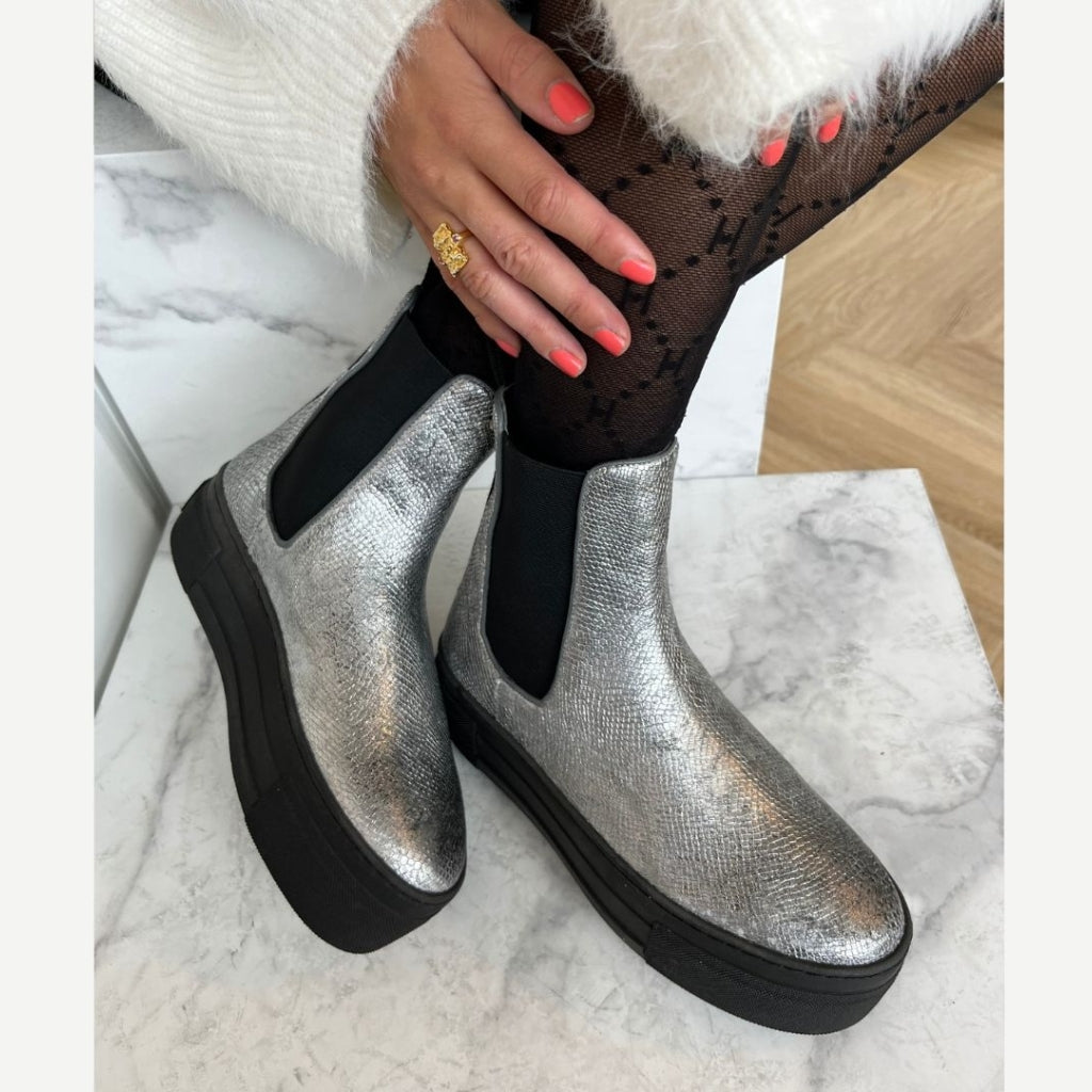 COPENHAGEN SHOES ENYA BOOT SILVER Laarzen 009 Silver Snake