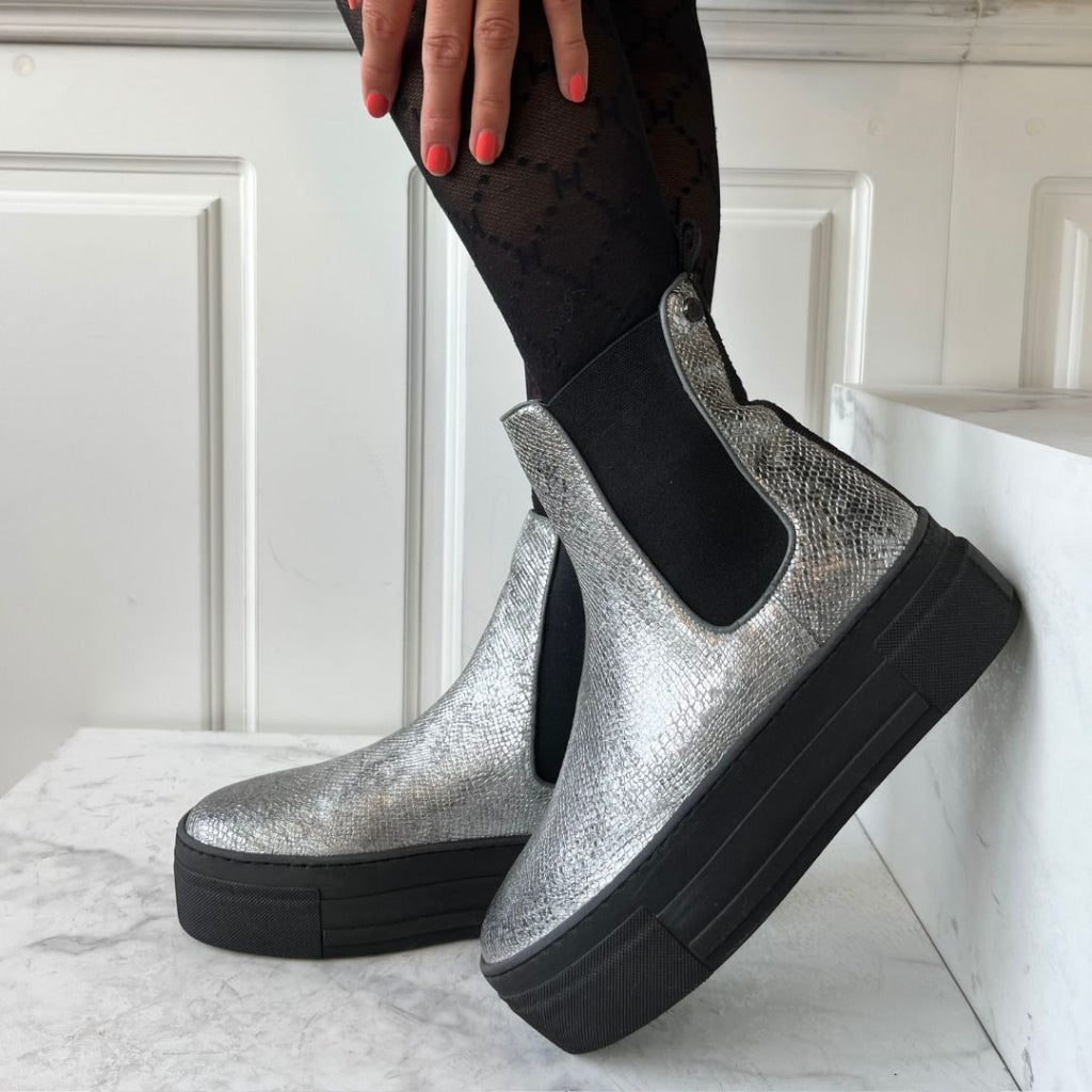COPENHAGEN SHOES ENYA BOOT SILVER Laarzen 009 Silver Snake