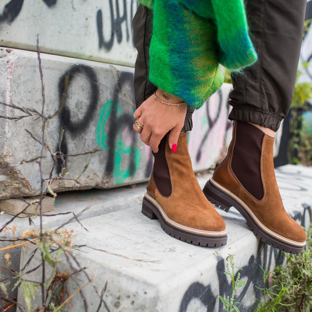 COPENHAGEN SHOES FALL 20 Suede Copenhagenshoes by Josefine Valentin Chelsea boots 112 Cognac