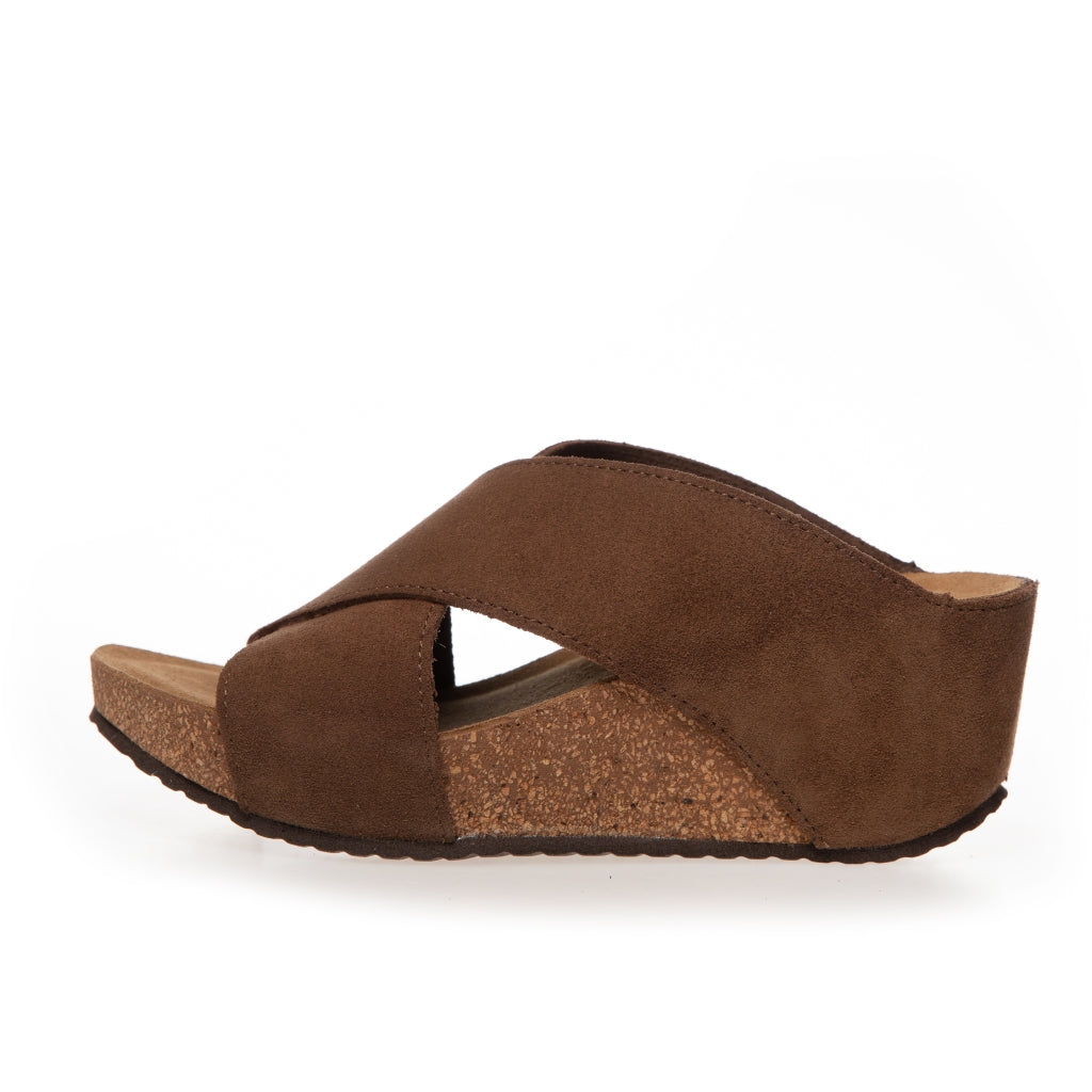 COPENHAGEN SHOES FRANCES 23 Suede Sandalen met sleehak 00066 DARK BROWN (MARRONE 417)