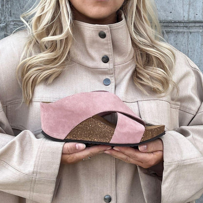 COPENHAGEN SHOES FRANCES 23 Suede Sandalen met sleehak 00070 ROSE (ANTICO 622)