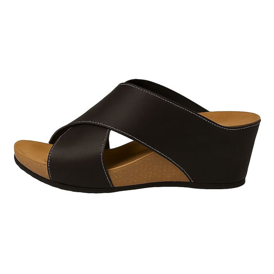 COPENHAGEN SHOES FRANCES NUBUCH Sandalen met sleehak 2245 BLACK W/WHITE STITCHES
