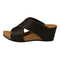 COPENHAGEN SHOES FRANCES NUBUCH Sandalen met sleehak 2245 BLACK W/WHITE STITCHES