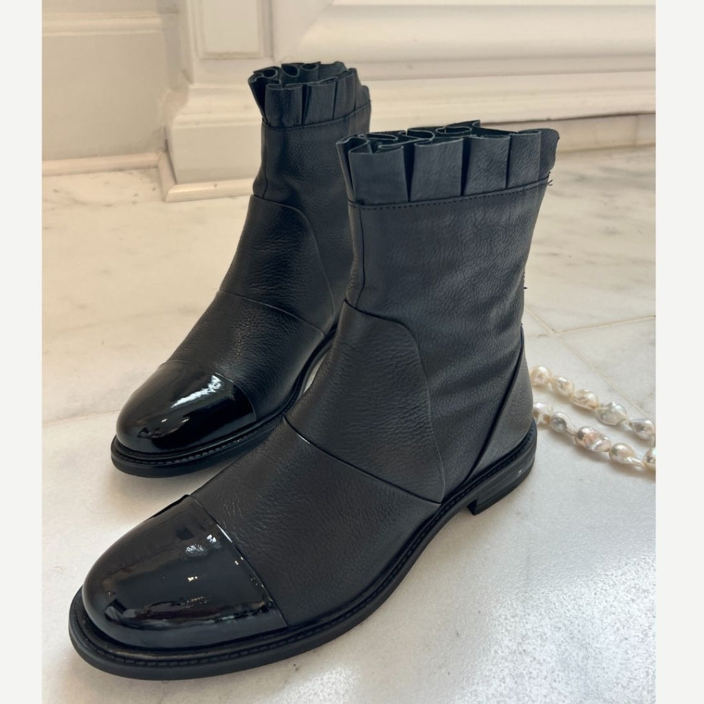 COPENHAGEN SHOES MARGARET Laarzen 00010 BLACK W/PATENT TOE