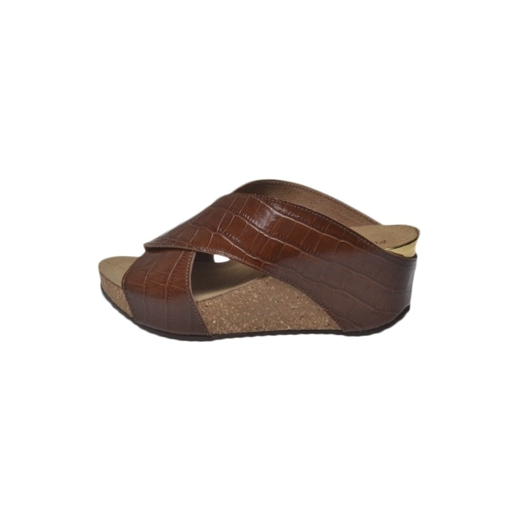 COPENHAGEN SHOES NEW FRANCES CRC. 20 Sandalen met sleehak 102 Cognac croco
