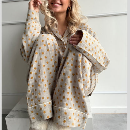 STORIES FROM THE ATELIER by COPENHAGENSHOES PAJAMAS PANTS 3 PANTS 03 GREEN YELLOW BIG FLOWER