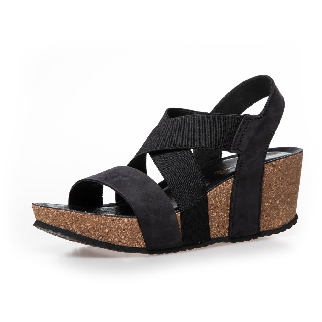 COPENHAGEN SHOES STACIA NUBUCH Sandalen met sleehak 634 Black / Black elast.