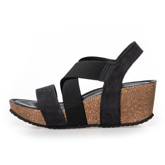 COPENHAGEN SHOES STACIA NUBUCH Sandalen met sleehak 634 Black / Black elast.