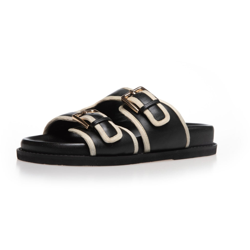 COPENHAGEN SHOES THE FEELING LEATHER Slippers 0010 BLACK/BEIGE