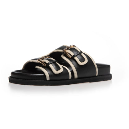 COPENHAGEN SHOES THE FEELING LEATHER Slippers 0010 BLACK/BEIGE