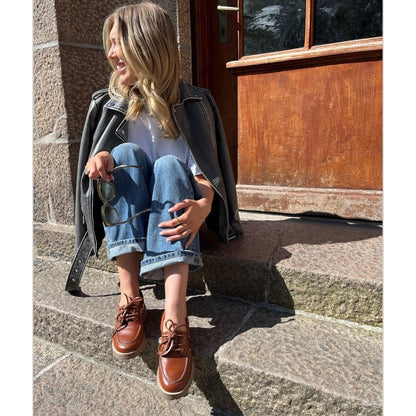 COPENHAGEN SHOES THE WALK LEATHER Boat Shoe 0241 COGNAC