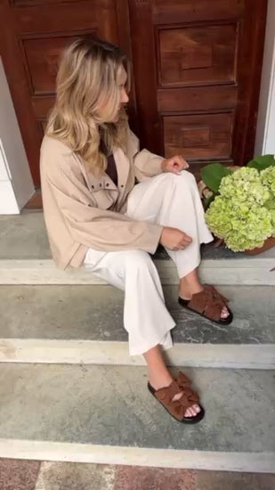 COPENHAGEN SHOES SUMMER DREAM SUEDE Slippers 0241 COGNAC