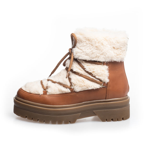 COPENHAGEN SHOES SNOW BY SNOW 22 LOW Boot 2229 COGNAC OFF-WHITE